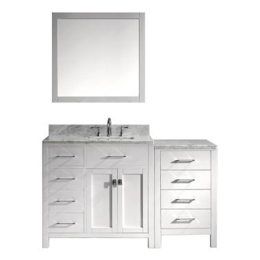 Virtu USA Caroline Parkway 57" Single Bathroom Vanity Set in White #MS-2157L-WMSQ-WH-001