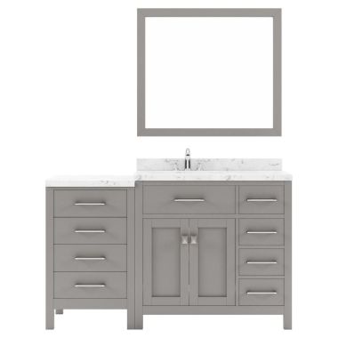 Virtu USA Caroline Parkway 57" Single Bath Vanity in Gray with Quartz Top and Sink #MS-2157R-CMRO-CG-002