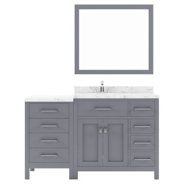 Virtu USA Caroline Parkway 57" Single Bath Vanity in Gray with Quartz Top and Sink #MS-2157R-CMRO-GR-002