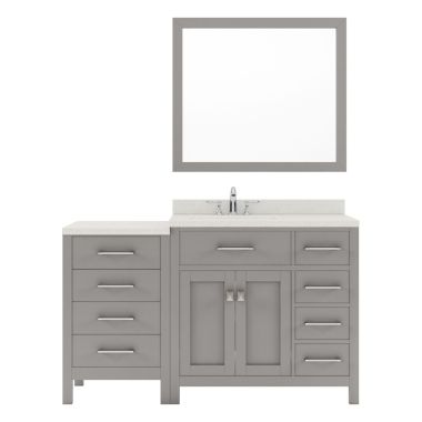 Virtu USA Caroline Parkway 57" Single Bathroom Vanity Set in Cashmere Grey #MS-2157R-DWQRO-CG-001
