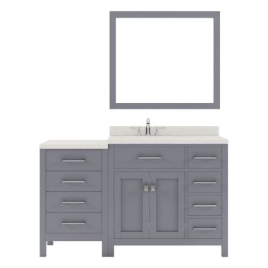Virtu USA Caroline Parkway 57" Single Bathroom Vanity Set in Grey #MS-2157R-DWQRO-GR-001