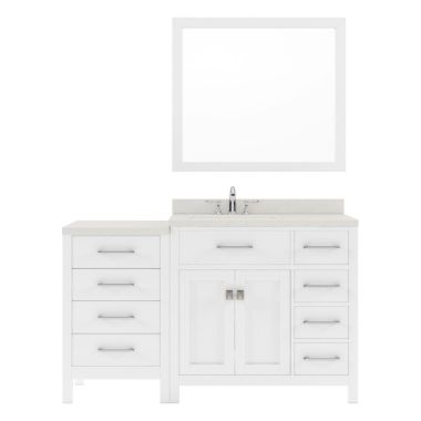 Virtu USA Caroline Parkway 57" Single Bathroom Vanity Set in White #MS-2157R-DWQRO-WH-002