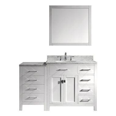 Virtu USA Caroline Parkway 57" Single Bathroom Vanity Set in White #MS-2157R-WMRO-WH-001