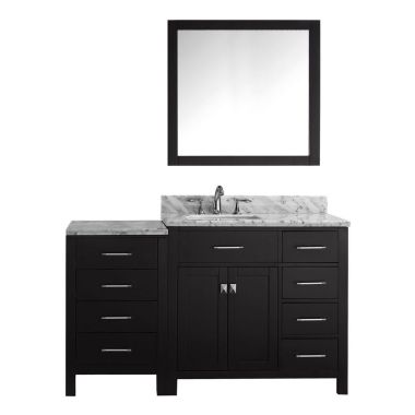 Virtu USA Caroline Parkway 57" Single Square Sink Espresso Top Vanity in Espresso with Polished Chrome Faucet and Mirror