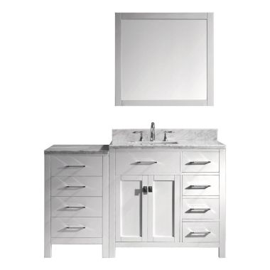 Virtu USA Caroline Parkway 57" Single Bathroom Vanity Set in White #MS-2157R-WMSQ-WH-001