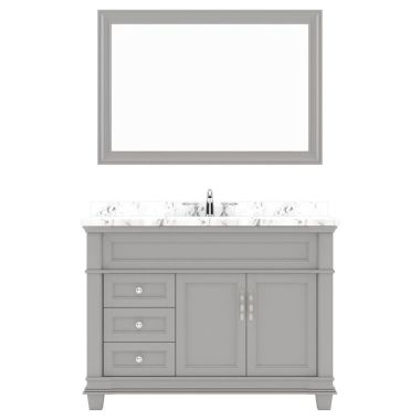 Virtu USA Victoria 48" Single Bath Vanity in Gray with Quartz Top and Round Sink #MS-2648-CMRO-GR-002