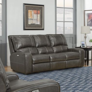 Parker Living Swift Dual Power Reclining Leather Sofa with USB & Power Headrest in Twilight