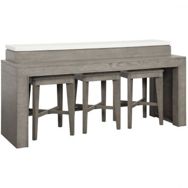 Parker House Pure Modern Everywhere Console with 3 Stools in Moonstone