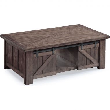 Magnussen Garrett Rectangular Lift-Top Cocktail Table with Casters in Weathered Charcoal