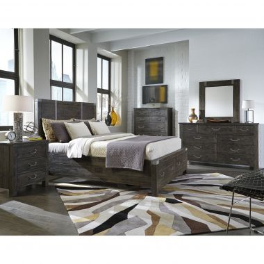 Magnussen Abington Panel Bedroom Set with Storage Footboard in Weathered Charcoal