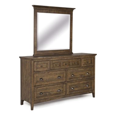 Magnussen Bay Creek 7 Drawer Dresser with Landscape Mirror in Relaxed Toasted Nutmeg
