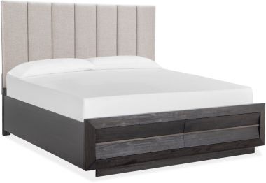 Magnussen Wentworth Village California King Upholstered Bed with Storage Footboard in Sandblasted Oxford Black