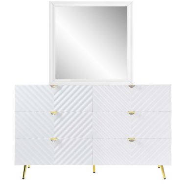 ACME Gaines Dresser with Mirror in White High Gloss Finish