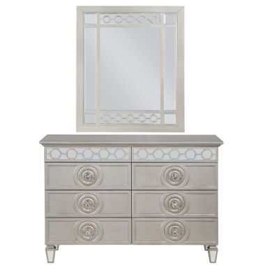 ACME Varian Dresser with Mirror in Silver / Mirrored Finish