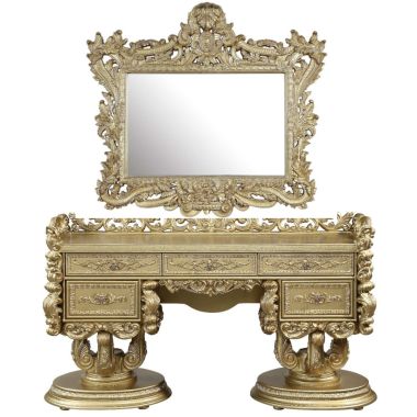 ACME Bernadette Vanity Desk with Mirror, Gold Finish