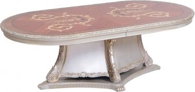 European Furniture Bellagio Dining Table in Antique Silver/Natural