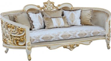 European Furniture Bellagio Sofa in Beige and Dark Gold