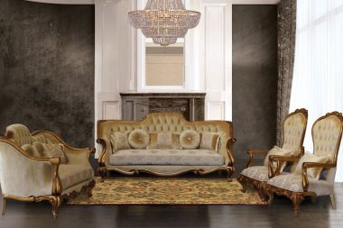 European Furniture Carlotta 3pc Livingroom Set in Golden Fruitwood