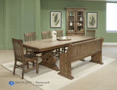 Magnussen Willoughby 8pc Rectangular Dining Table Set in Weathered Barley