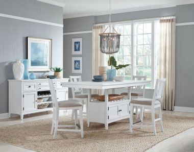 Magnussen Heron Cove 5pc Counter Dining Table Set in Chalk White Finish
