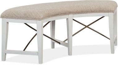 Magnussen Heron Cove Curved Bench with Upholstered Seat in Chalk White Finish