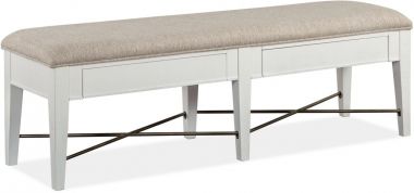 Magnussen Heron Cove Bench with Upholstered Seat in Chalk White Finish