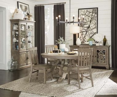 Magnussen Tinley Park 5pc 60" Round Dining Table Set in Dove Tail Grey