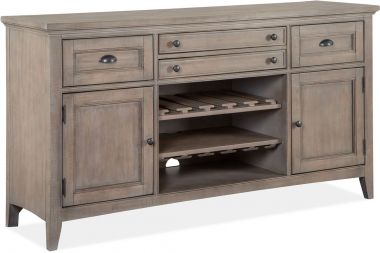 Magnussen Paxton Place Buffet in Dovetail Grey, Weathered Bronze Metal