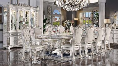 ACME Vendom 11pc Dining Table Set in Antique Pearl Finish