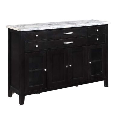 ACME Hussein Server with Marble Top, Marble & Black Finish