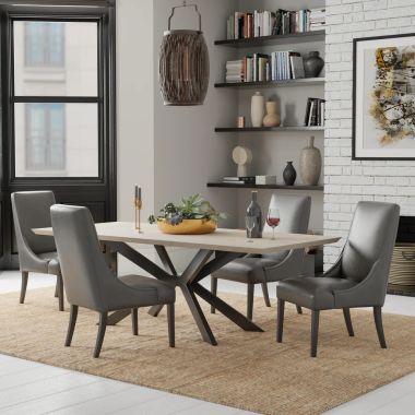 Parker House Crossings Monaco 5pc Rectangular Dining Table Set in Amber with Sierra Dining Chair in Copley Slate