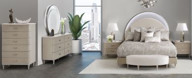 AICO Michael Amini Eclipse 4pc California King Bedroom Set with Lights in Moonlight