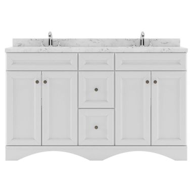 Virtu USA Talisa 60" Double Bath Vanity in White with Quartz Top and Round Sinks #ED-25060-CMRO-WH-NM