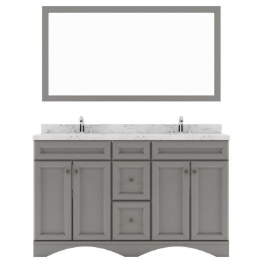 Virtu USA Talisa 60" Double Bath Vanity in Gray with Quartz Top and Square Sinks #ED-25060-CMSQ-GR-001