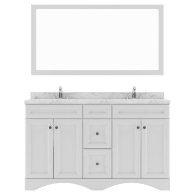 Virtu USA Talisa 60" Double Bath Vanity in White with Quartz Top and Square Sinks #ED-25060-CMSQ-WH-001