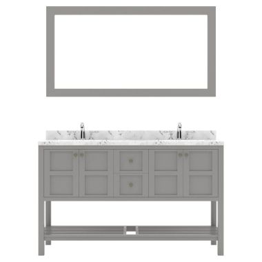 Virtu USA Winterfell 60" Double Bath Vanity in Gray with Quartz Top and Round Sinks #ED-30060-CMRO-GR-002