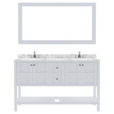 Virtu USA Winterfell 60" Double Bath Vanity in White with Quartz Top and Round Sinks #ED-30060-CMRO-WH-001