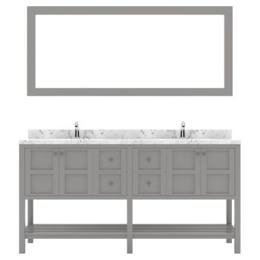 Virtu USA Winterfell 72" Double Bath Vanity in Gray with Quartz Top and Round Sinks #ED-30072-CMRO-GR-001