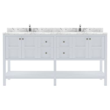 Virtu USA Winterfell 72" Double Bath Vanity in White with Quartz Top and Round Sinks #ED-30072-CMRO-WH-NM