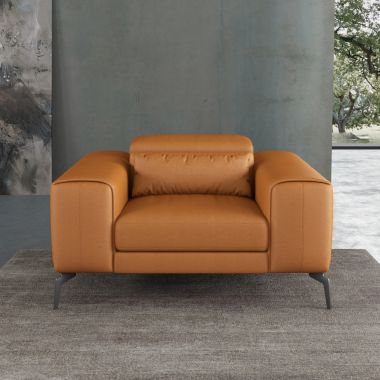 European Furniture Cavour Chair in Cognac Italian Leather