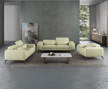 European Furniture Cavour 3pc Livingroom Set in Off White Italian Leather