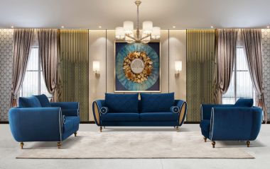 European Furniture Sipario Vita 3pc Livingroom Set in Blue