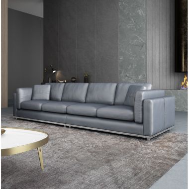 European Furniture Picasso Oversize Sofa in Smokey Gray Italian Leather