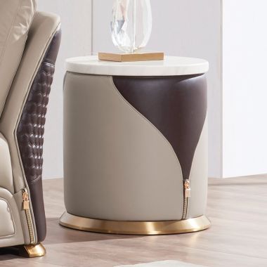 European Furniture Vogue End Table in Beige-Chocolate