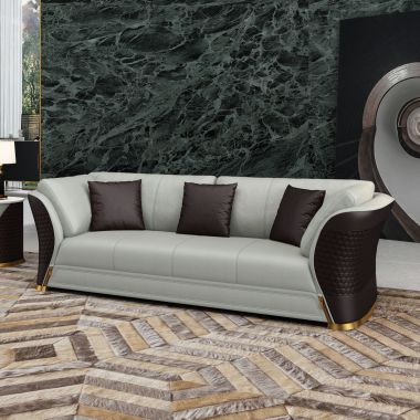 European Furniture Vogue Sofa in Grey and Chocolate Italian Leather
