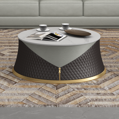 European Furniture Glamour Coffee Table in Lite Grey-Chocolate