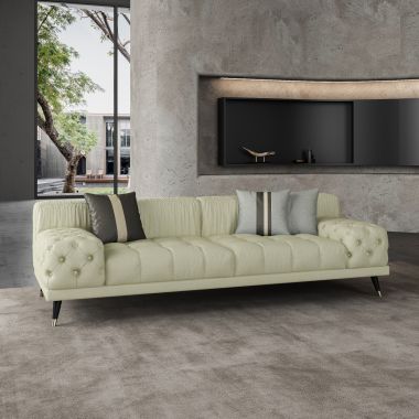 European Furniture Outlander Sofa in Off White Italian Leather