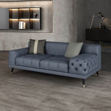 European Furniture Outlander Loveseat in  Gray Italian Leather