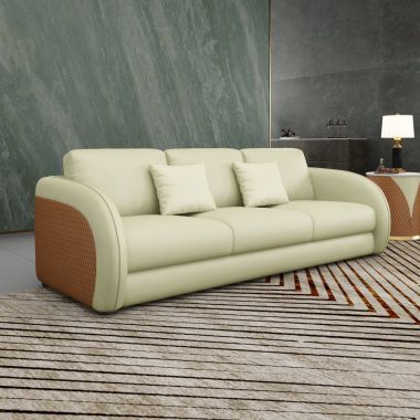 European Furniture Noir Sofa in Beige & Cognac Italian Leather