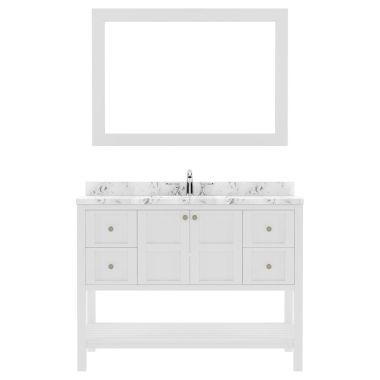 Virtu USA Winterfell 48" Single Bath Vanity in White with Quartz Top and Round Sink #ES-30048-CMRO-WH-001